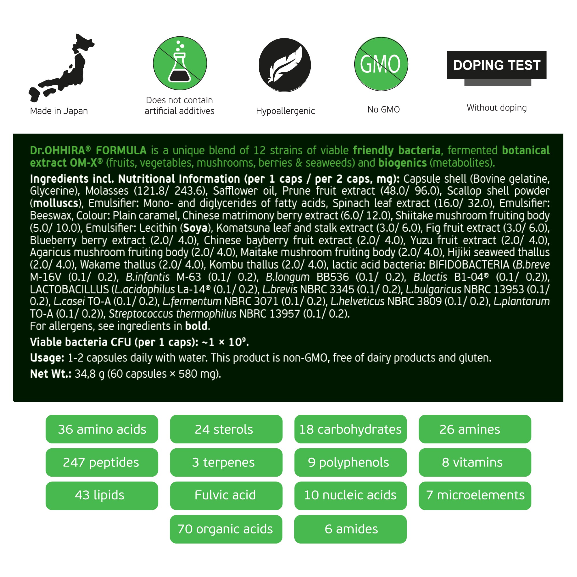 Dr. OHHIRA® STANDARD 12 Strains of LAB PROBIOTICS - 3 years of fermentation (NON-VEGAN)
